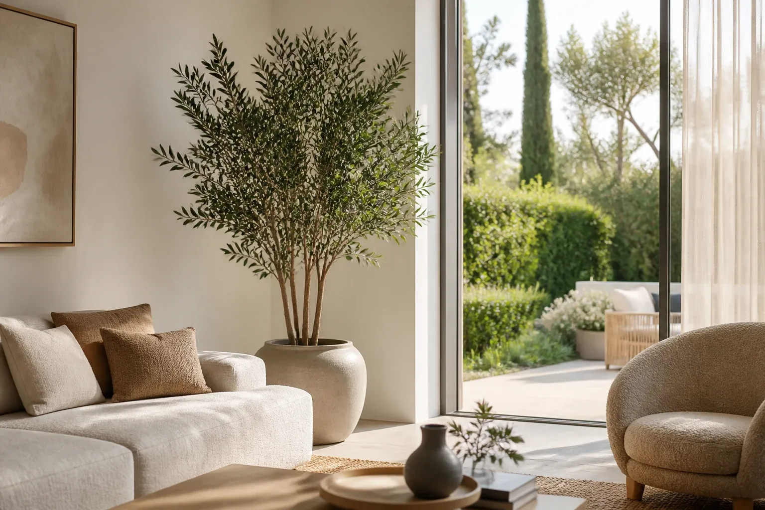 Grandes plantes artificielles : comment structurer un espace avec style