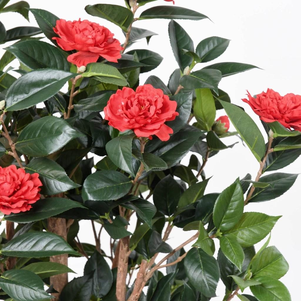 Camélia décoratif rouge à fleurs doubles, 130 cm — photographie complémentaire
